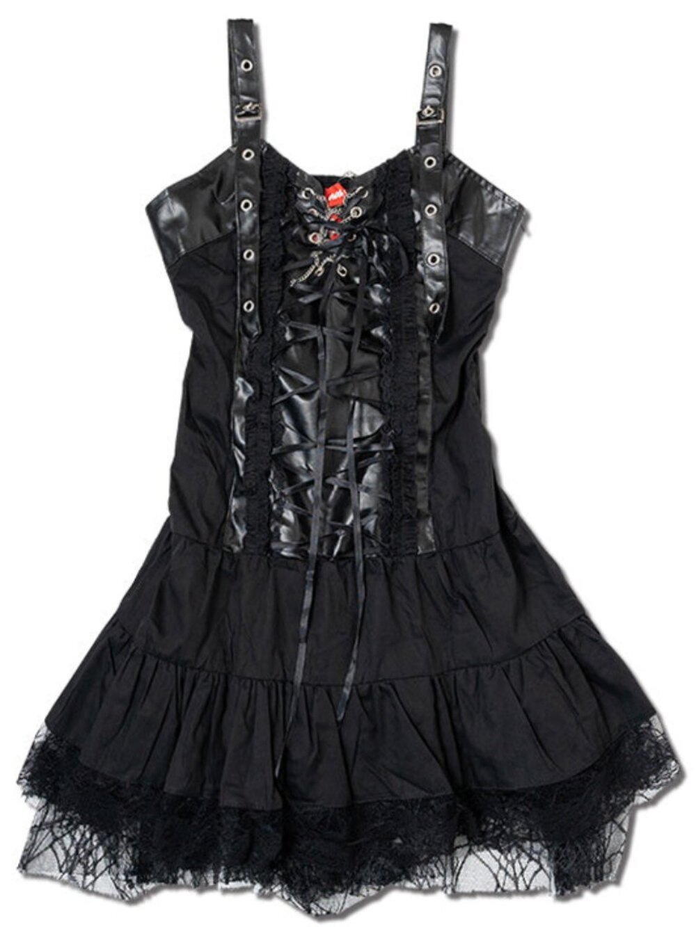 NEW ACDC RAG Dark Goth Lace Up Ruffle Dress
